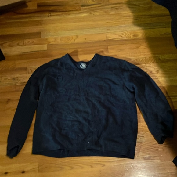 Blue V-Neck Sweater Knit Casual